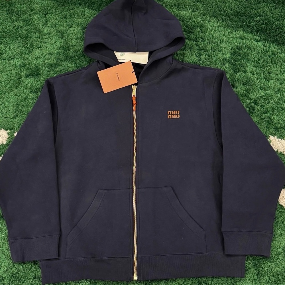 MIU MIU , JERSEY HOODIE JACKET NAVY !!!